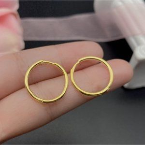 Plain silver small hoop earrings-gold 19mm SH001